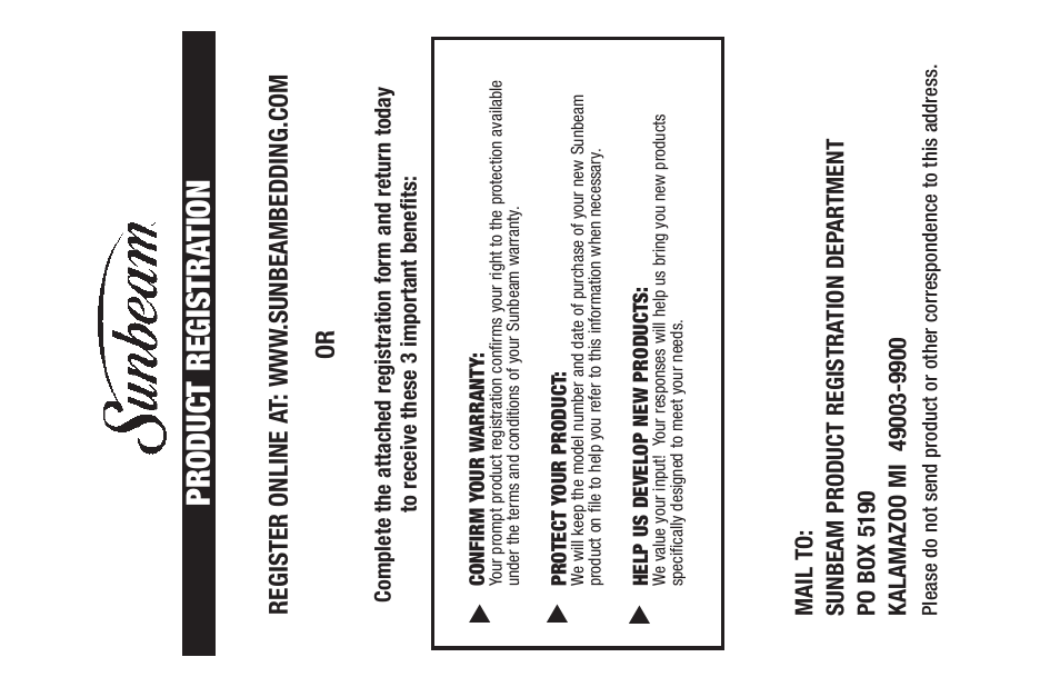 Product registra tion | Sunbeam Bedding Remote Warming Products User Manual | Page 14 / 30