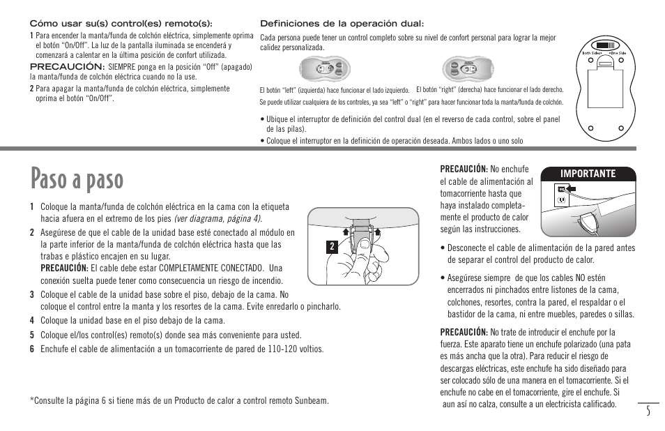 Paso a paso | Sunbeam Bedding Remote Warming Products User Manual | Page 22 / 30
