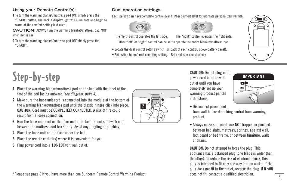 Step-by-step | Sunbeam Bedding Remote Warming Products User Manual | Page 7 / 30