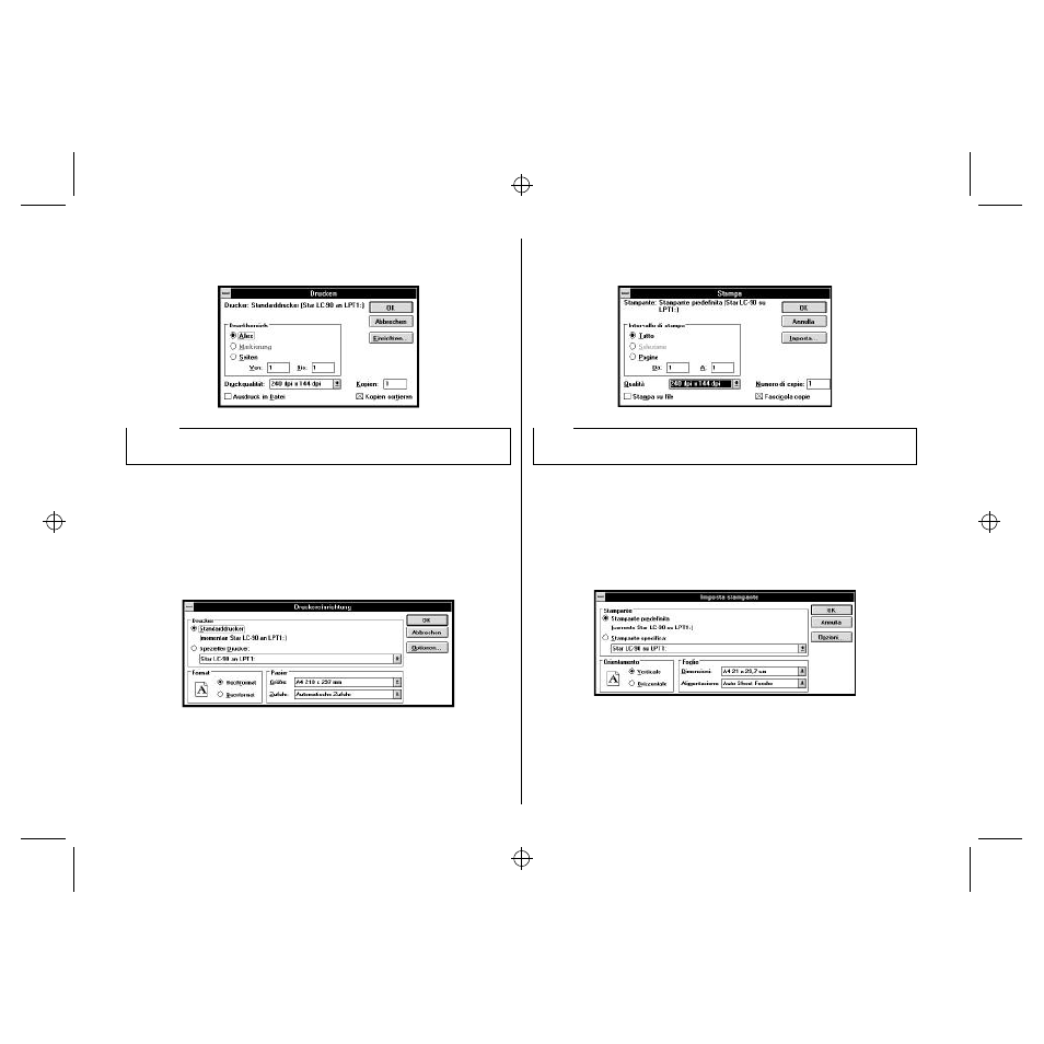 Drucken eines schriftstücks, Stampa di un documento | Star Micronics LC-90 User Manual | Page 69 / 131