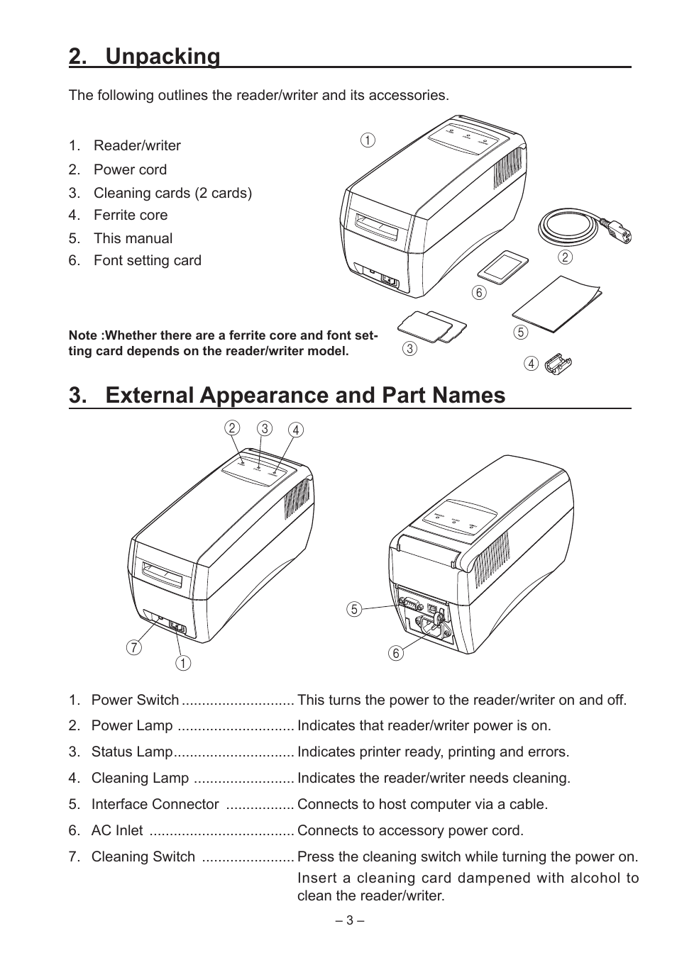 Unpacking, External appearance and part names | Star Micronics TCP400 Series User Manual | Page 6 / 36