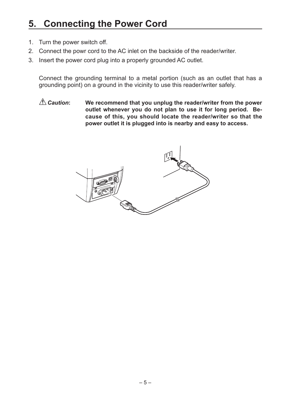 Connecting the power cord | Star Micronics TCP400 Series User Manual | Page 8 / 36