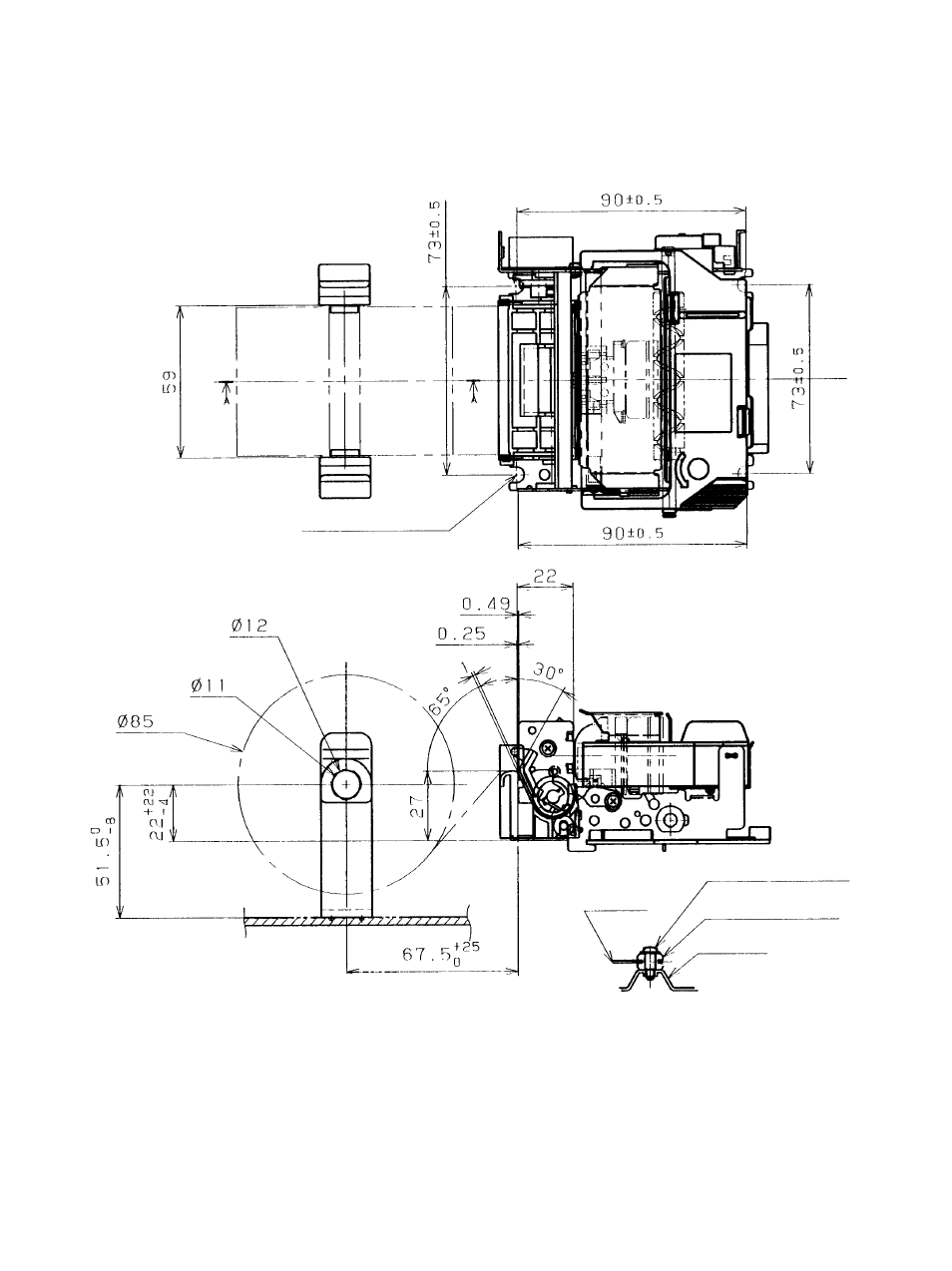 Fig. 7-3 installation space (example) (unit: mm) | Star Micronics MP111MP-24G-A User Manual | Page 34 / 42