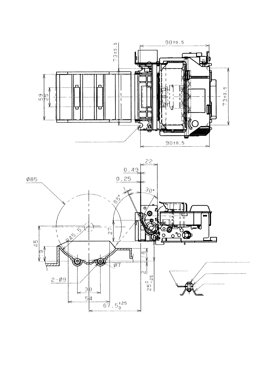 Fig. 7-4 printer installation (example) (unit: mm) | Star Micronics MP111MP-24G-A User Manual | Page 35 / 42