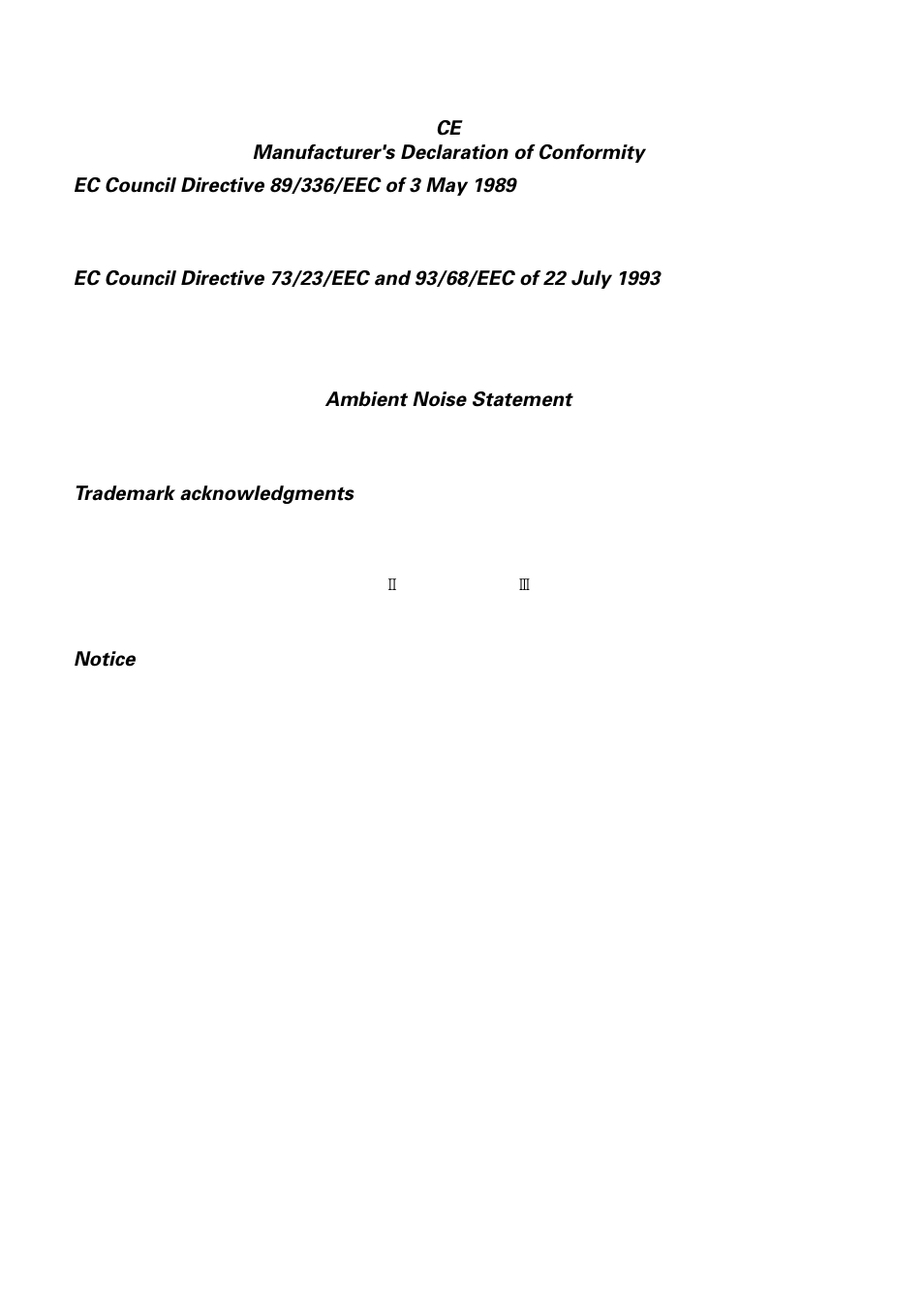Ambient noise statement, Trademark acknowledgments, Notice | Star Micronics LC-1021 User Manual | Page 2 / 91