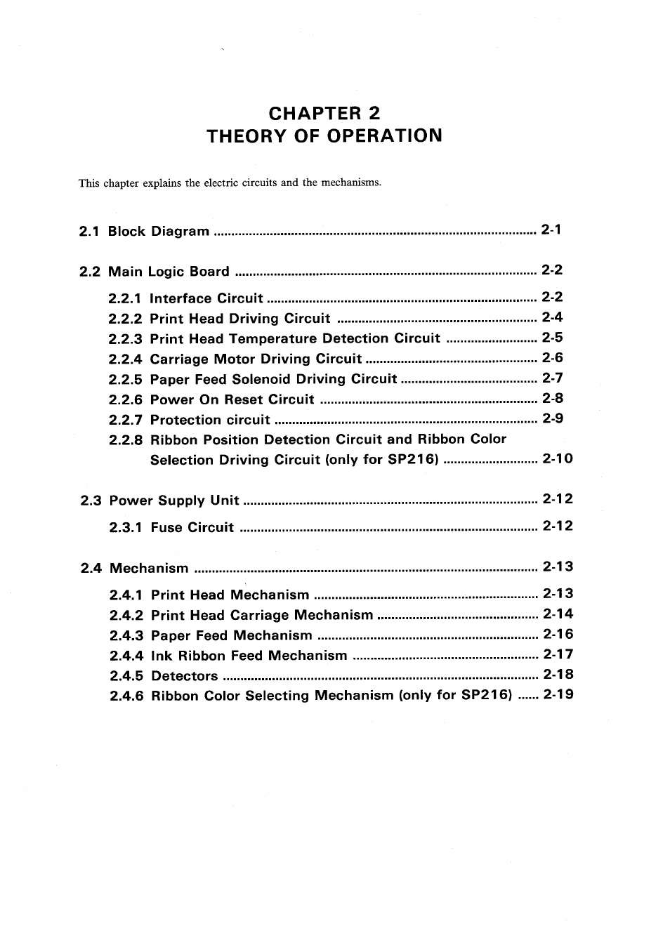 Chapter 2 theory of operation | Star Micronics SP200F SERIES User Manual | Page 9 / 90