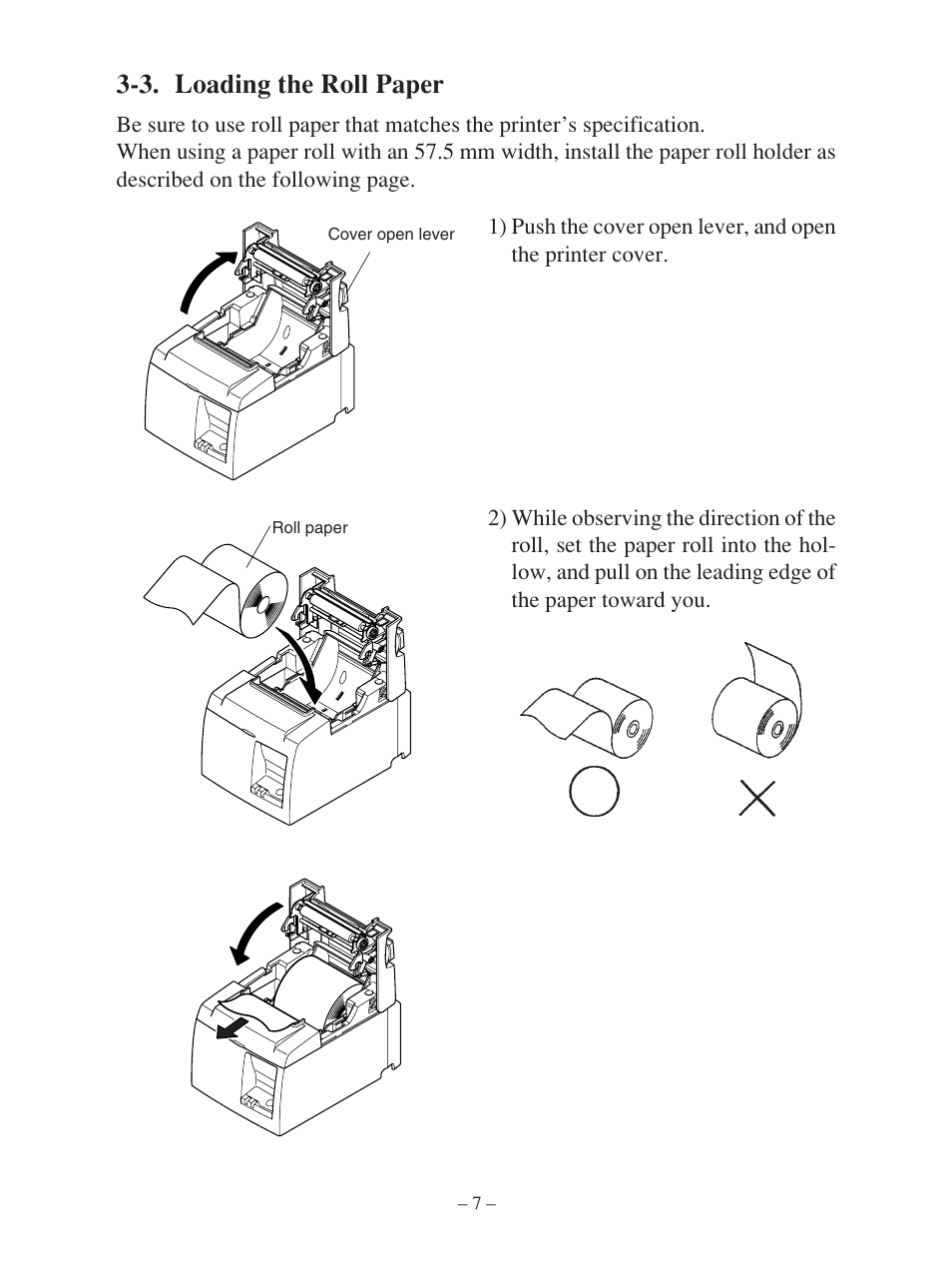 3. loading the roll paper | Star Micronics FUTUREPRINT TSP100 User Manual | Page 10 / 32