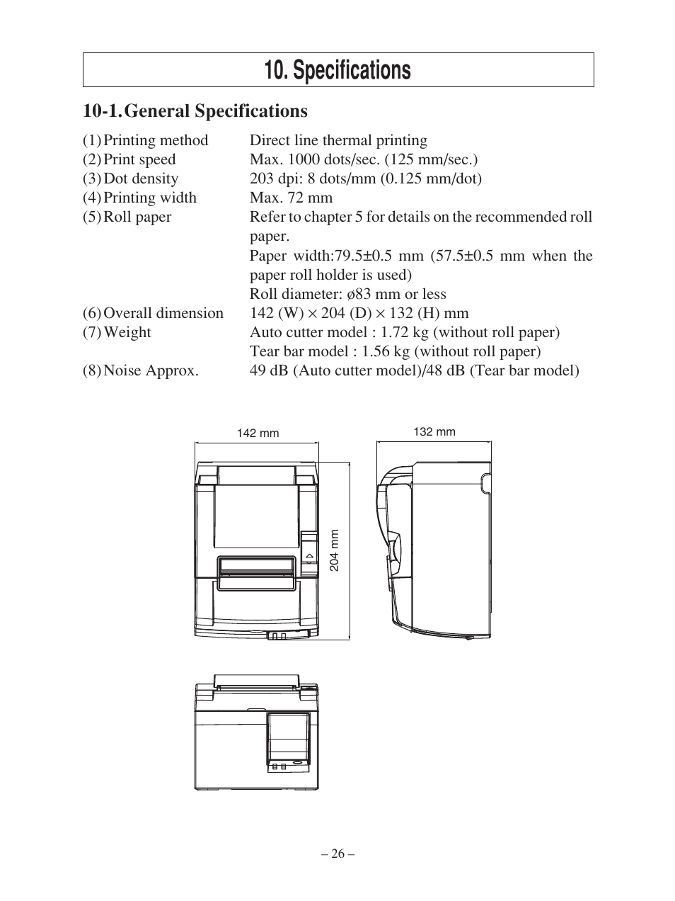 Specifications, 1.general specifications | Star Micronics FUTUREPRINT TSP100 User Manual | Page 29 / 32