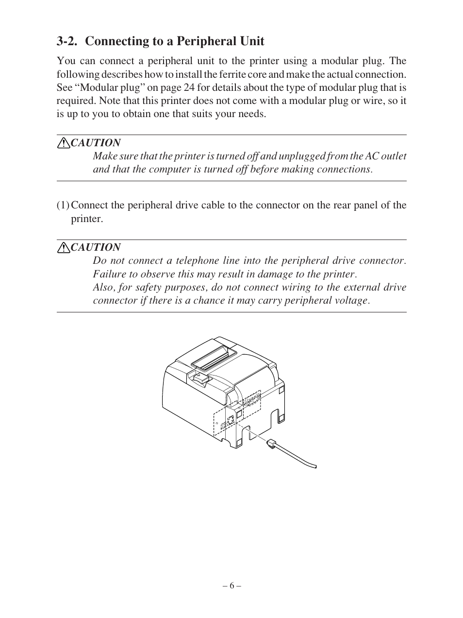 2. connecting to a peripheral unit | Star Micronics FUTUREPRINT TSP100 User Manual | Page 9 / 32