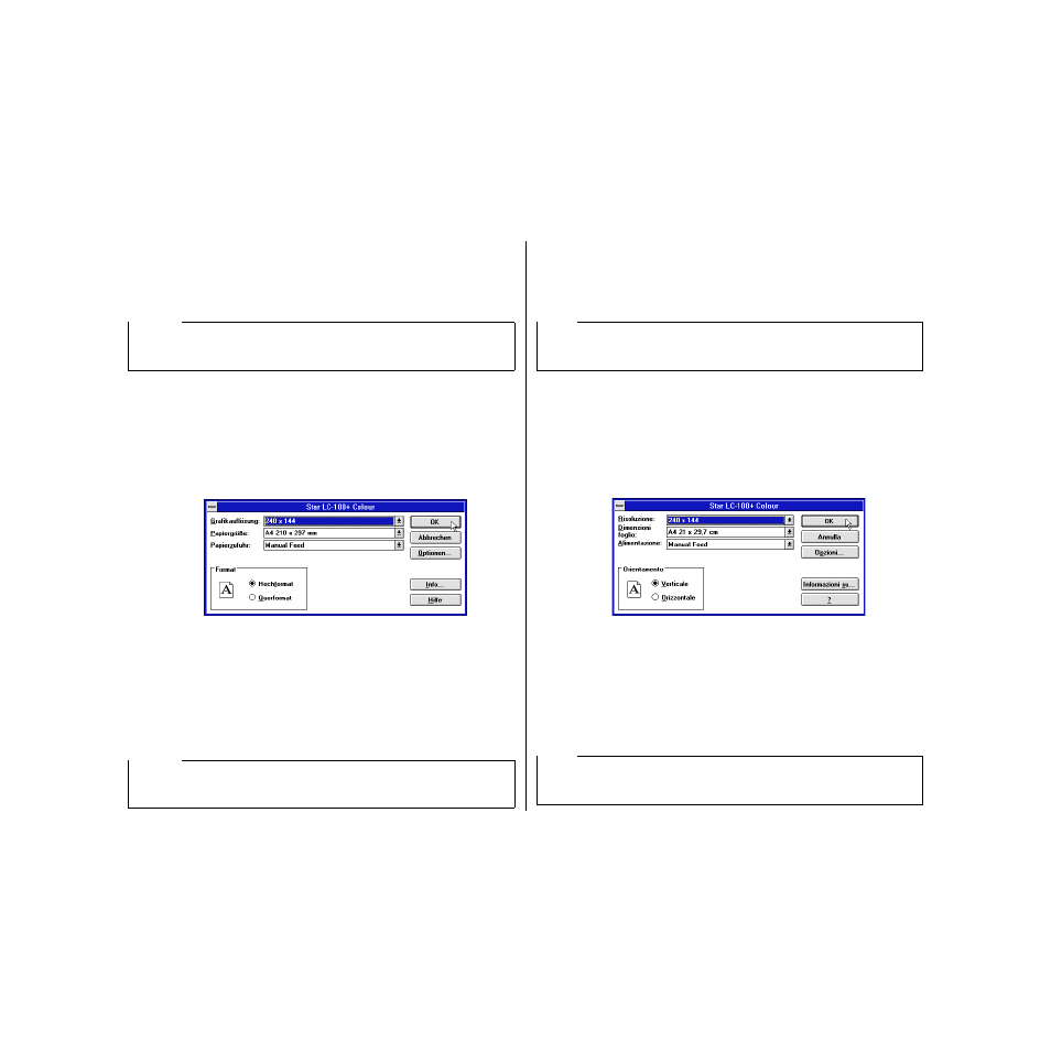 Vorbereitung für den druck, Impostazione della stampante | Star Micronics HL 80825321 User Manual | Page 89 / 176