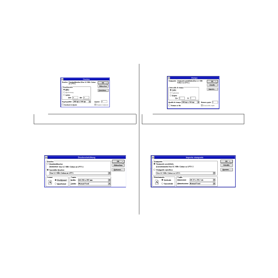 Drucken eines schriftstücks, Stampa di un documento | Star Micronics HL 80825321 User Manual | Page 91 / 176