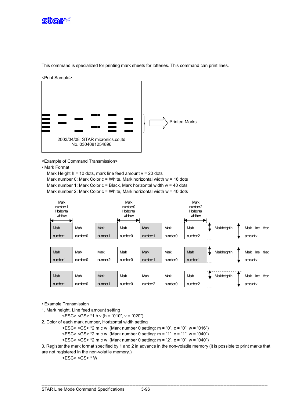 Mark command details, Lottery 10 | Star Micronics Line Thermal Printer User Manual | Page 112 / 181