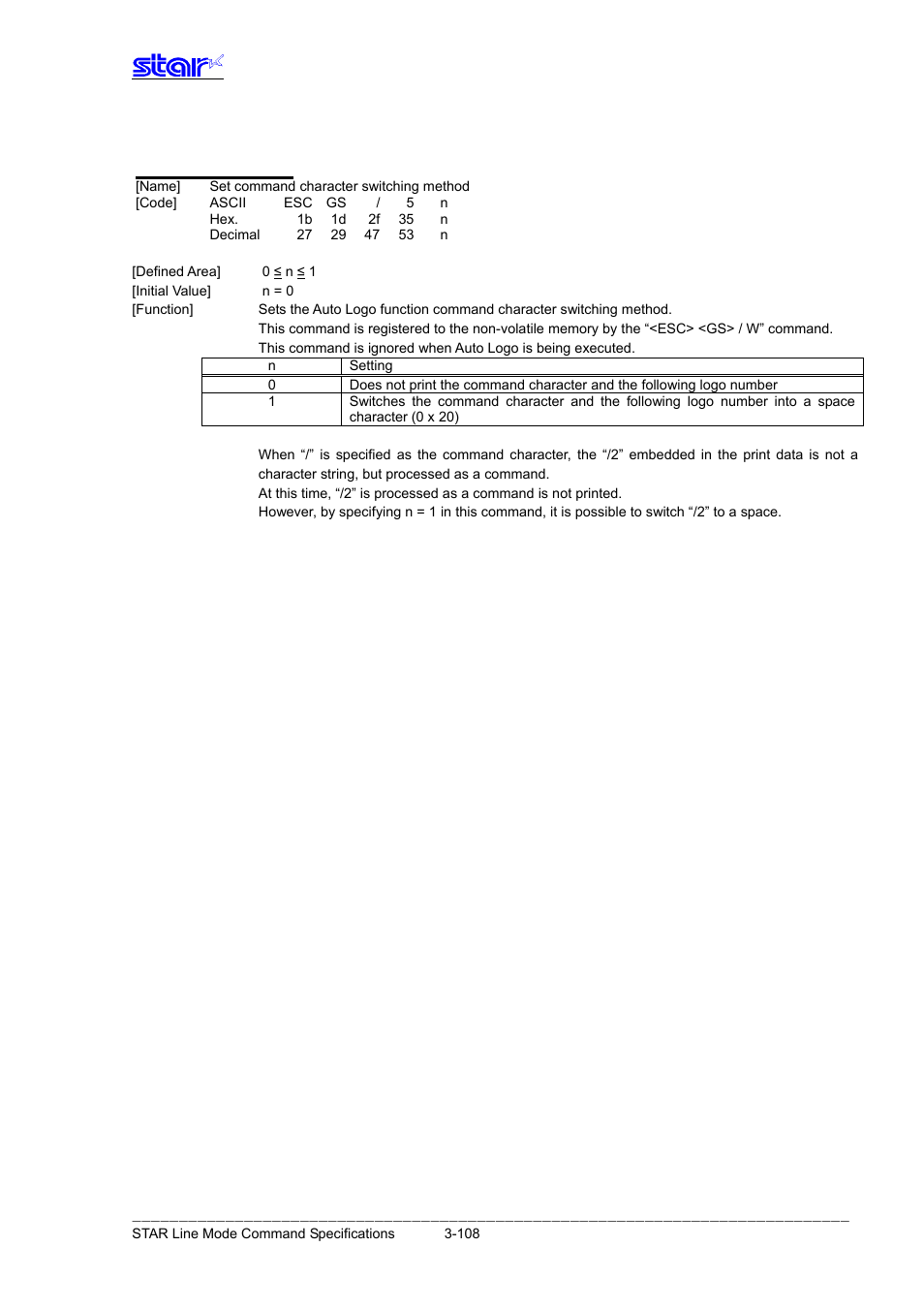Esc gs / 5 n | Star Micronics Line Thermal Printer User Manual | Page 124 / 181