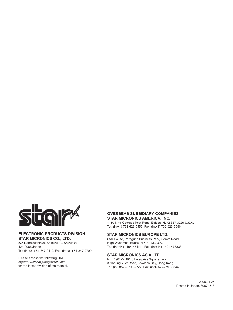 Star Micronics Line Thermal Printer User Manual | Page 181 / 181