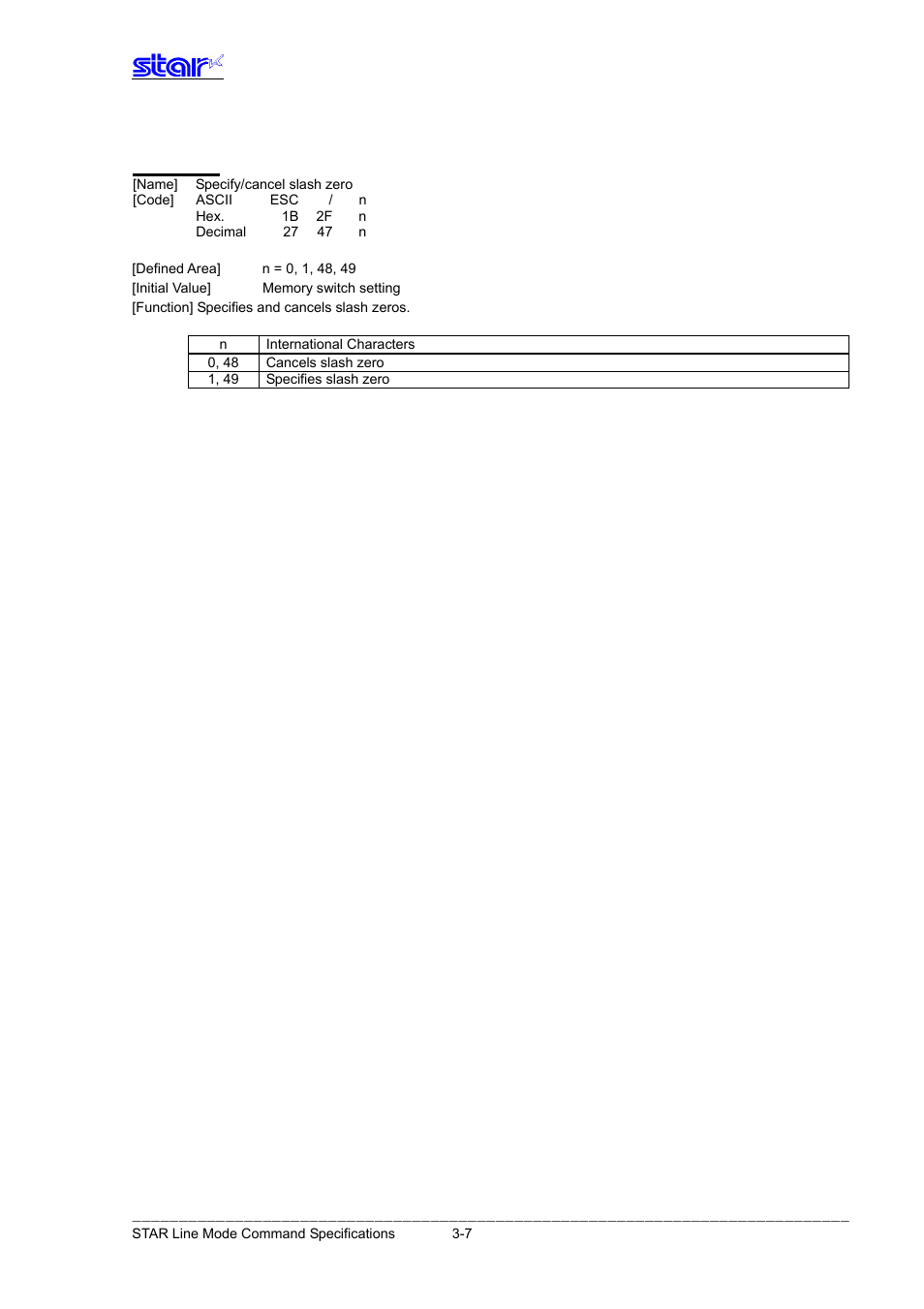 Esc / n | Star Micronics Line Thermal Printer User Manual | Page 23 / 181