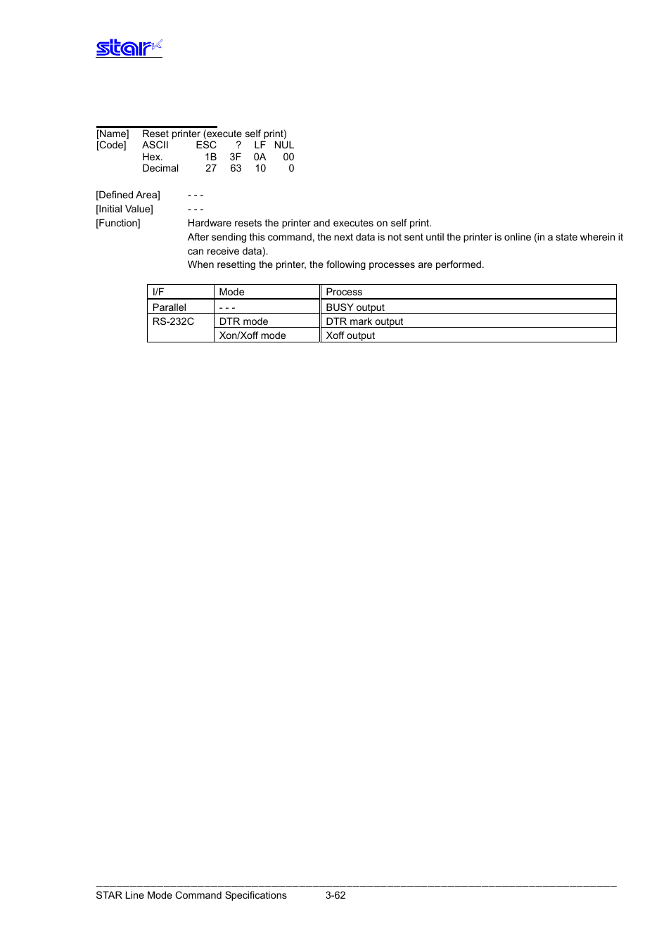 Esc ? lf nul | Star Micronics Line Thermal Printer User Manual | Page 78 / 181