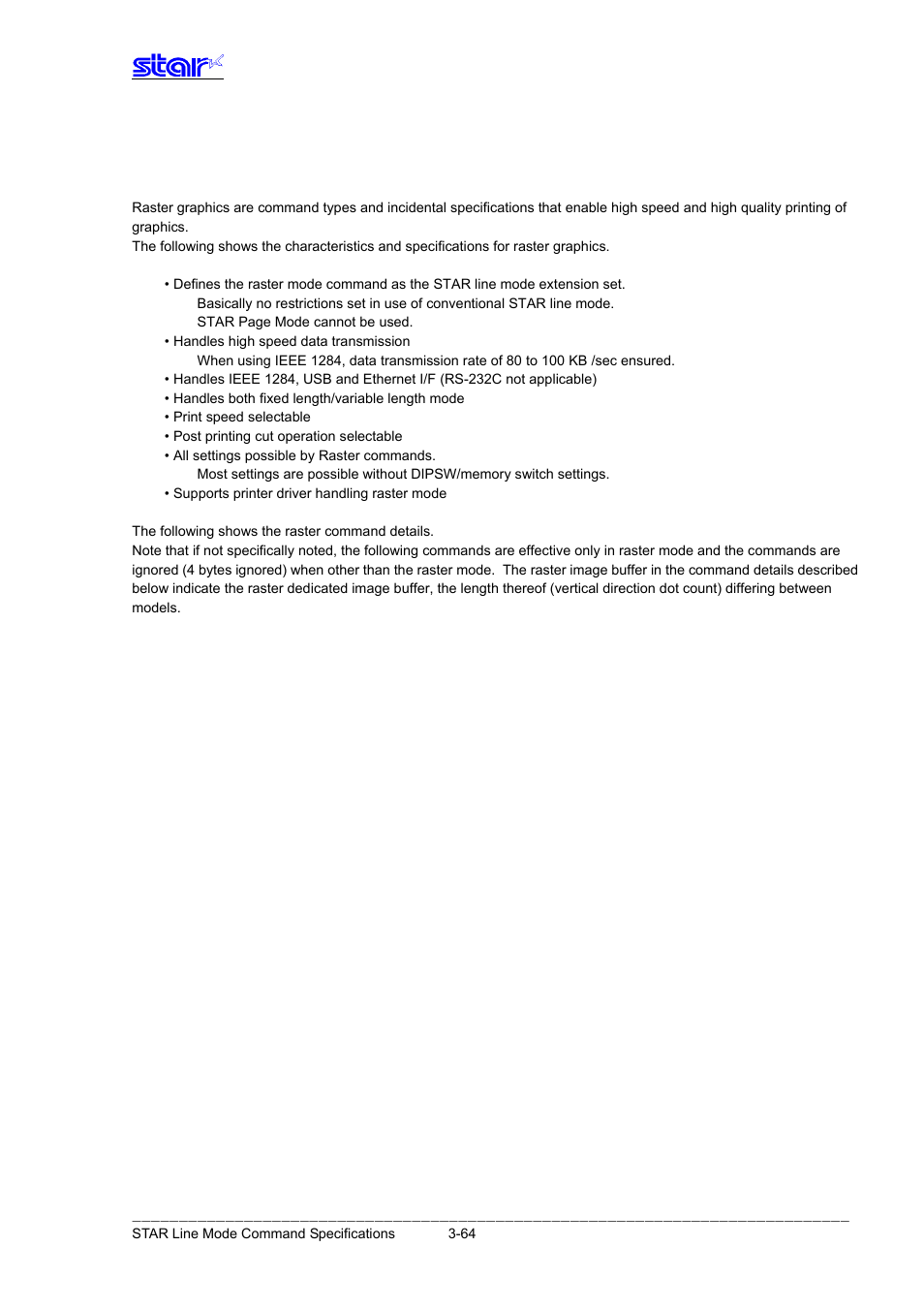 Raster graphics command details | Star Micronics Line Thermal Printer User Manual | Page 80 / 181