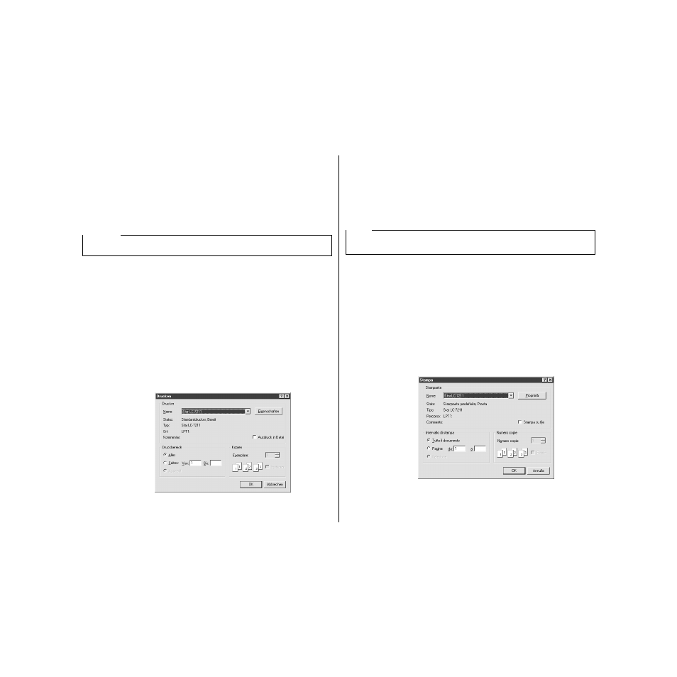 Ausdruck eines dokumentes, Stampa di un documento | Star Micronics PUNKT-MATRIX-DRUCKER LC-7211 User Manual | Page 109 / 182