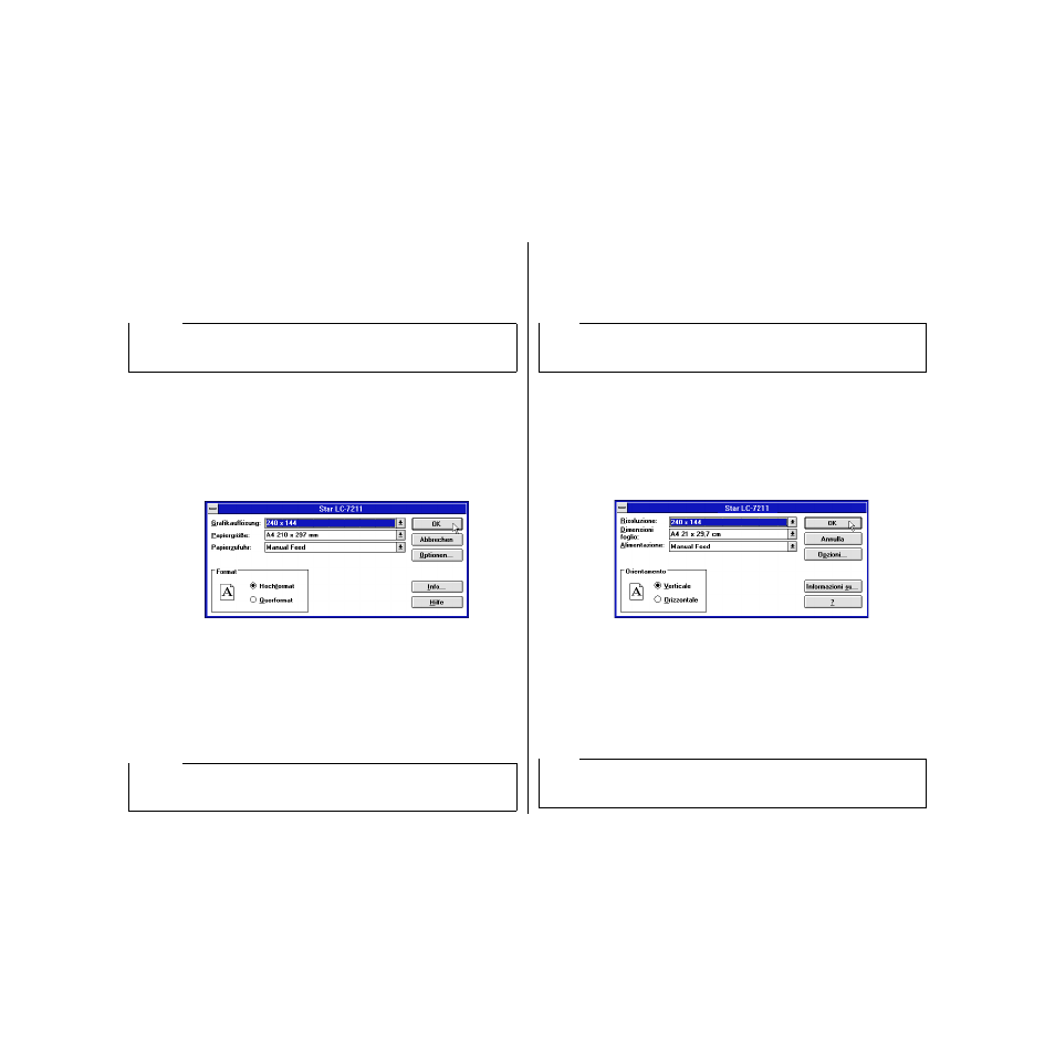 Vorbereitung für den druck, Impostazione della stampante | Star Micronics PUNKT-MATRIX-DRUCKER LC-7211 User Manual | Page 89 / 182