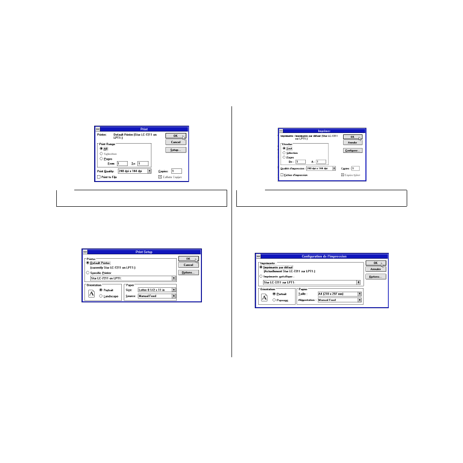Printing a document, Impression d’un document | Star Micronics PUNKT-MATRIX-DRUCKER LC-7211 User Manual | Page 90 / 182