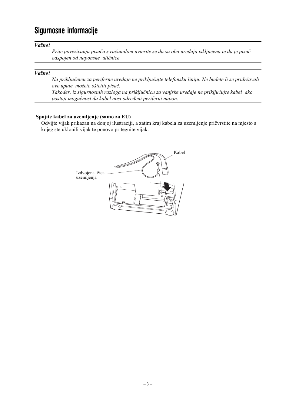 Sigurnosne informacije | Star Micronics Star SP200 Series User Manual | Page 101 / 127