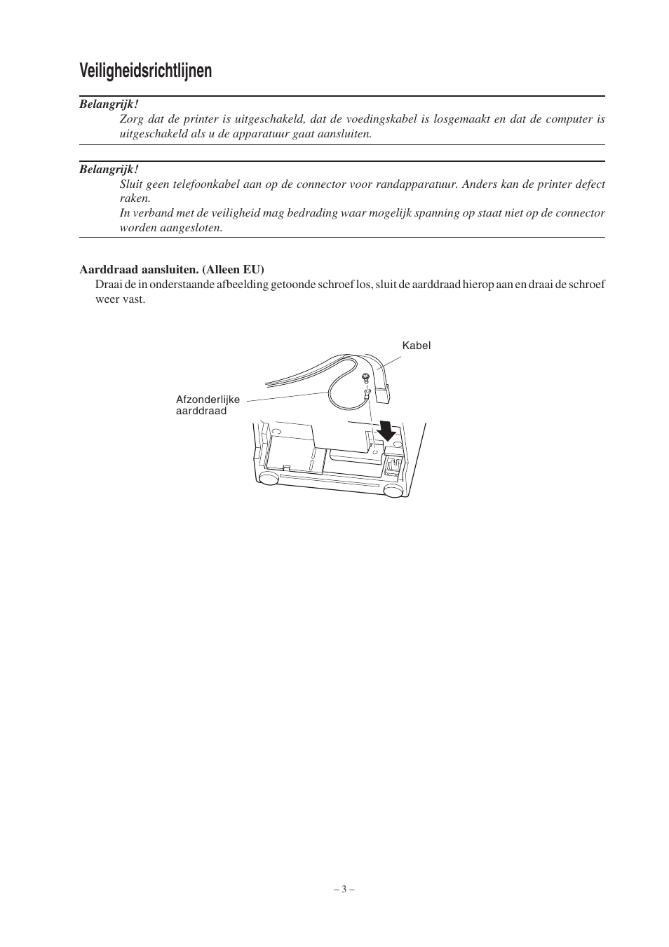 Veiligheidsrichtlijnen | Star Micronics Star SP200 Series User Manual | Page 87 / 127