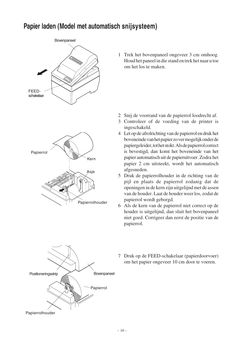 Papier laden (model met automatisch snijsysteem) | Star Micronics Star SP200 Series User Manual | Page 94 / 127