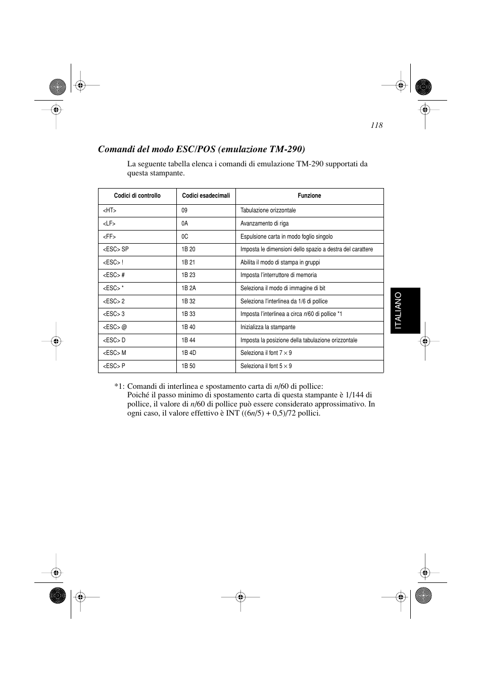 Comandi del modo esc/pos (emulazione tm-290) | Star Micronics SP298 Series User Manual | Page 121 / 144