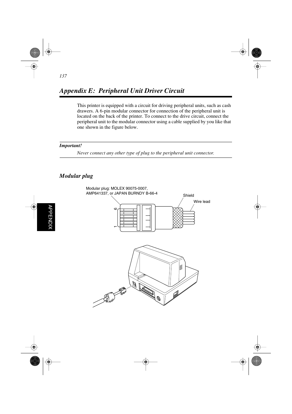 Appendix e: peripheral unit driver circuit | Star Micronics SP298 Series User Manual | Page 140 / 144