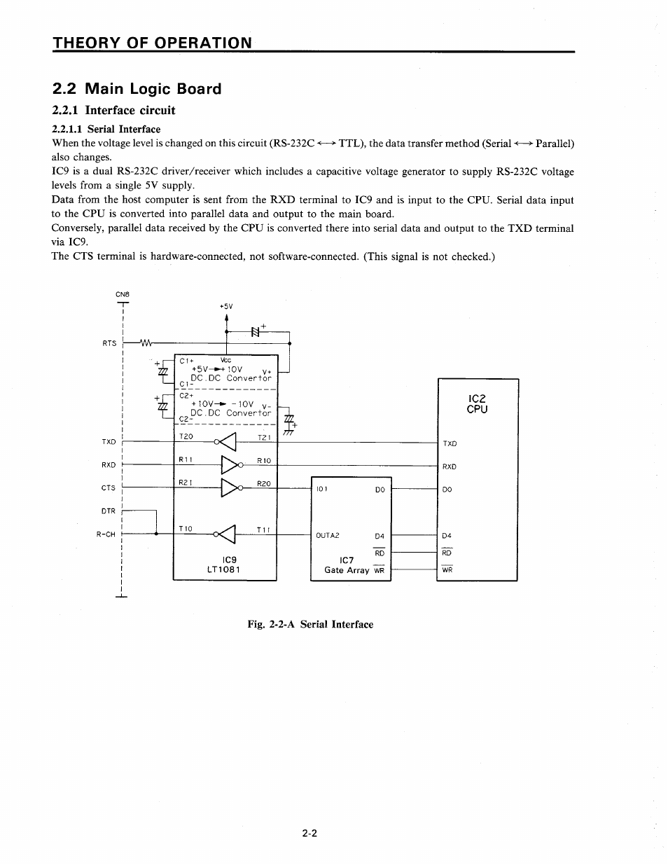 2 main logic board, 1 interface circuit | Star Micronics SP320S User Manual | Page 12 / 94