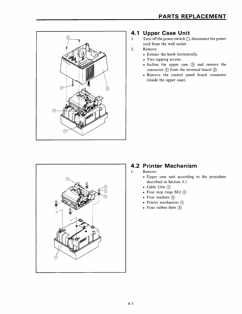 1 upper case unit, 2 printer mechanism | Star Micronics SP320S User Manual | Page 37 / 94