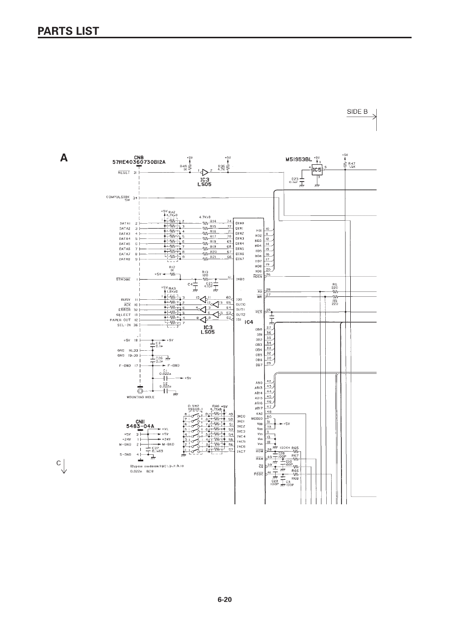 2 for parallel interface, 1 circuit diagram, Parts list | Star Micronics SP320S User Manual | Page 73 / 94