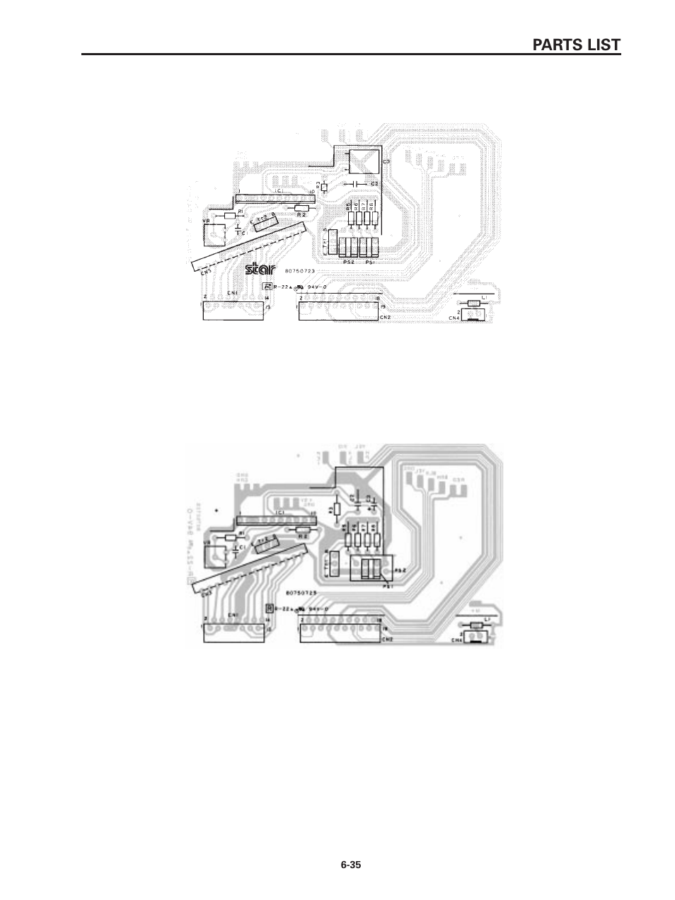 2 component list, Parts list | Star Micronics SP320S User Manual | Page 88 / 94