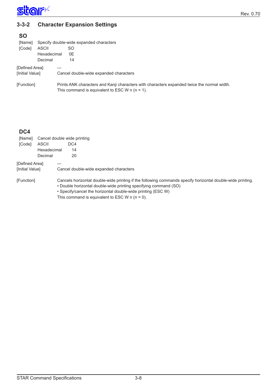 3-2 character expansion settings, 3-2 character expansion settings so | Star Micronics Dot Impact Printer User Manual | Page 16 / 104