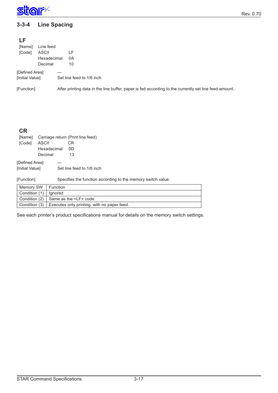 3-4 line spacing, 3-4 line spacing lf | Star Micronics Dot Impact Printer User Manual | Page 25 / 104