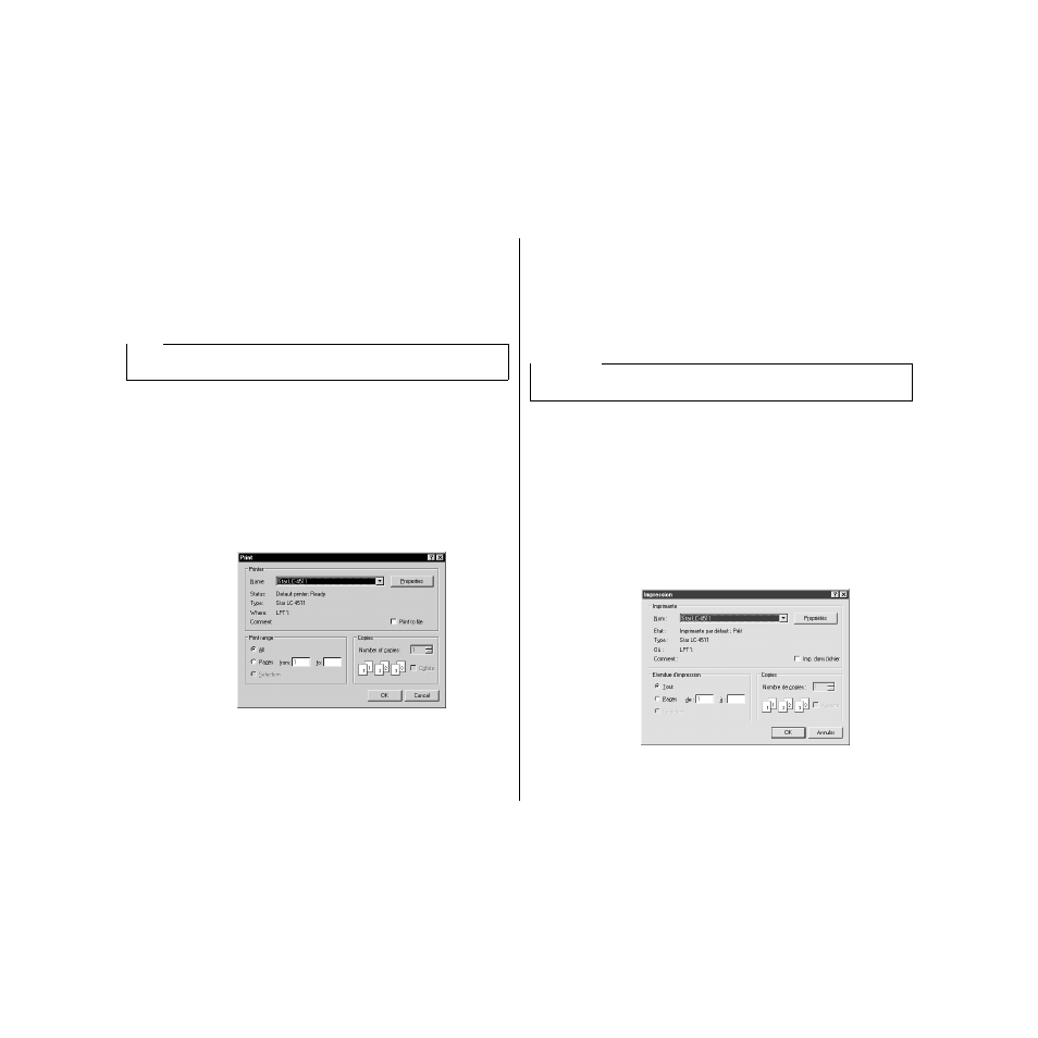 Printing a document, Impression de document | Star Micronics LC-4511 User Manual | Page 116 / 191