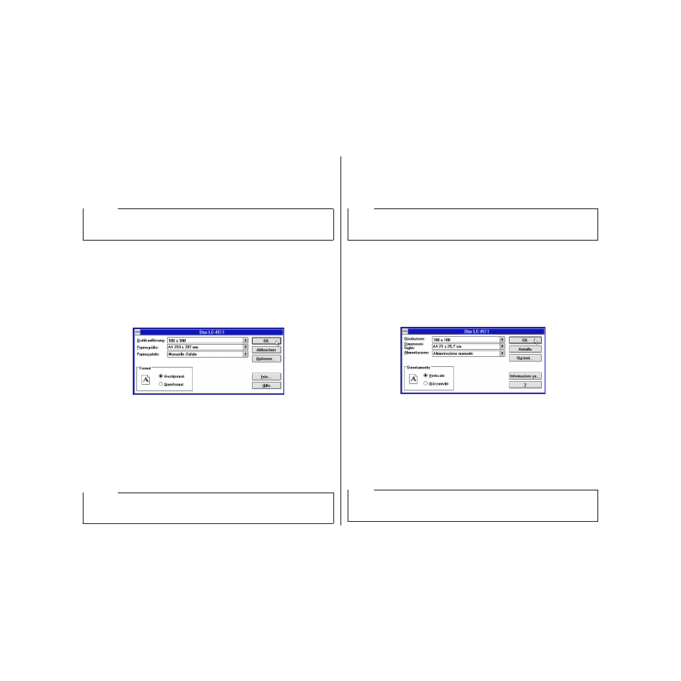 Vorbereitung für den druck, Impostazione della stampante | Star Micronics LC-4511 User Manual | Page 97 / 191