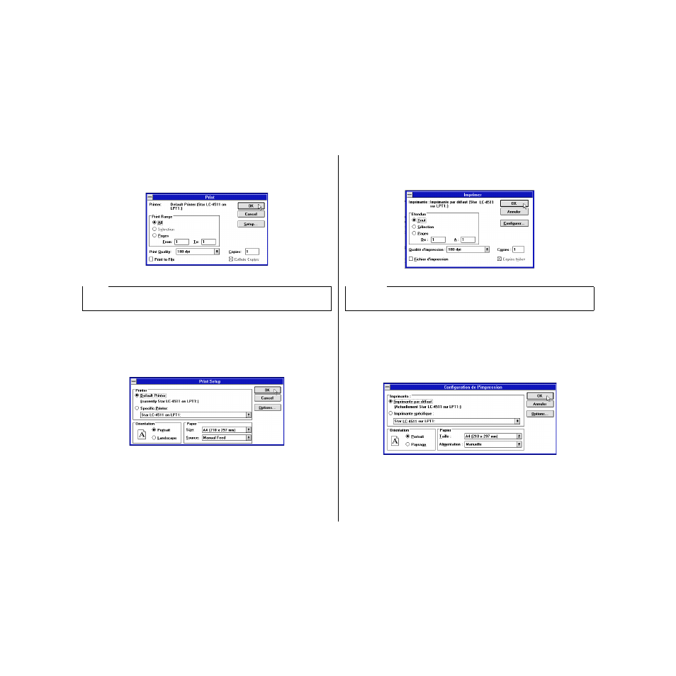 Printing a document, Impression d’un document | Star Micronics LC-4511 User Manual | Page 98 / 191