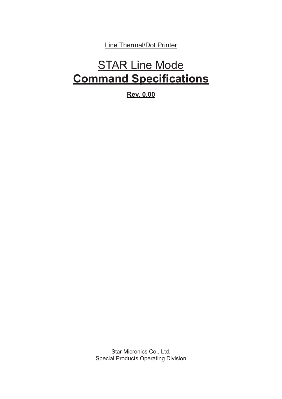 Star Micronics Line Thermal/Dot Printer User Manual | 209 pages