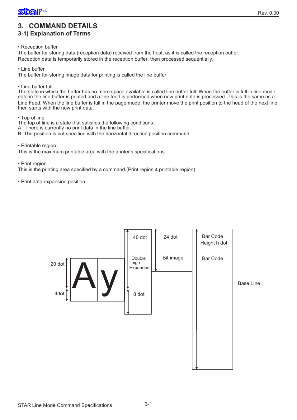 Command details, 1) explanation of terms | Star Micronics Line Thermal/Dot Printer User Manual | Page 13 / 209