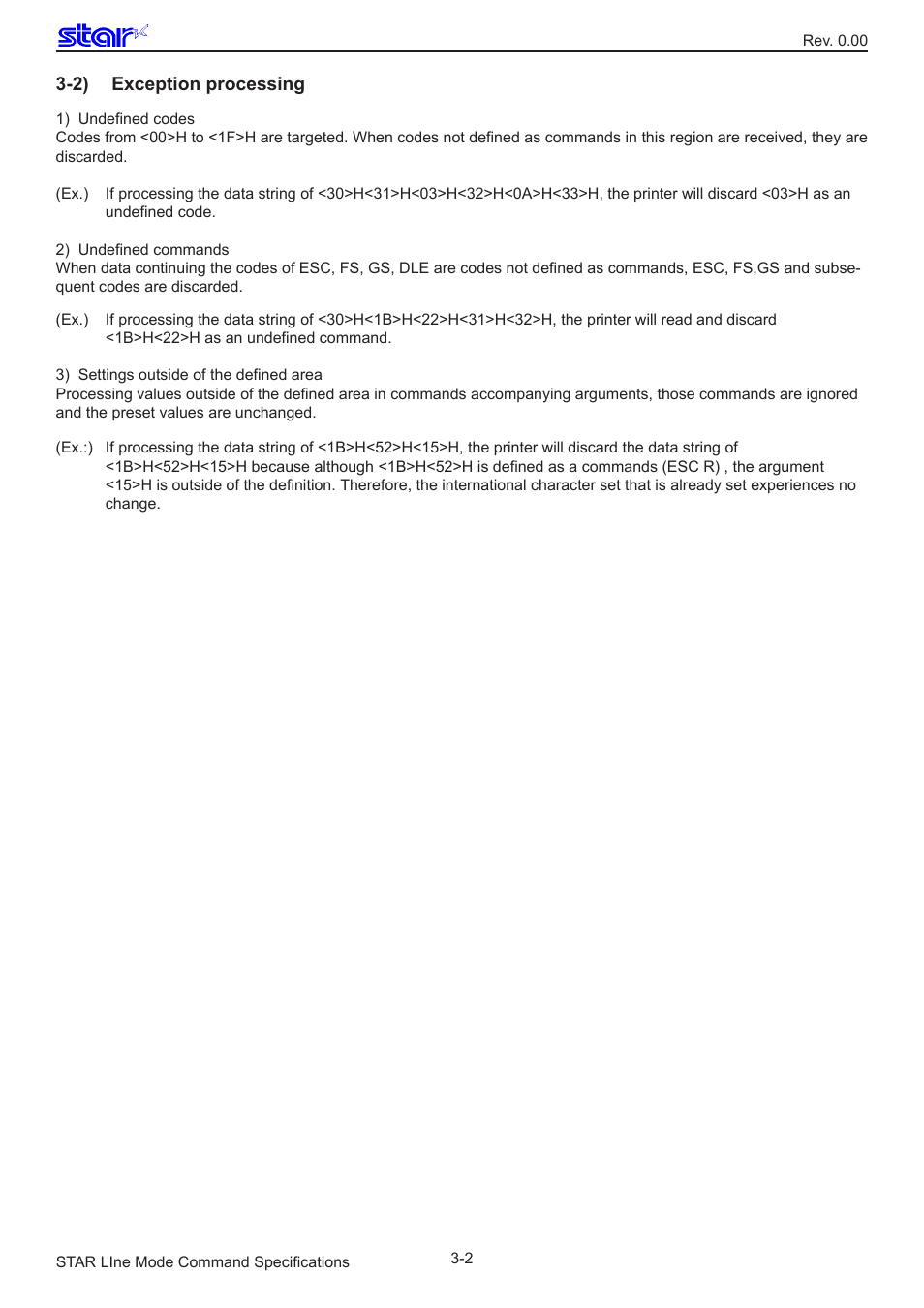 2) exception processing | Star Micronics Line Thermal/Dot Printer User Manual | Page 14 / 209