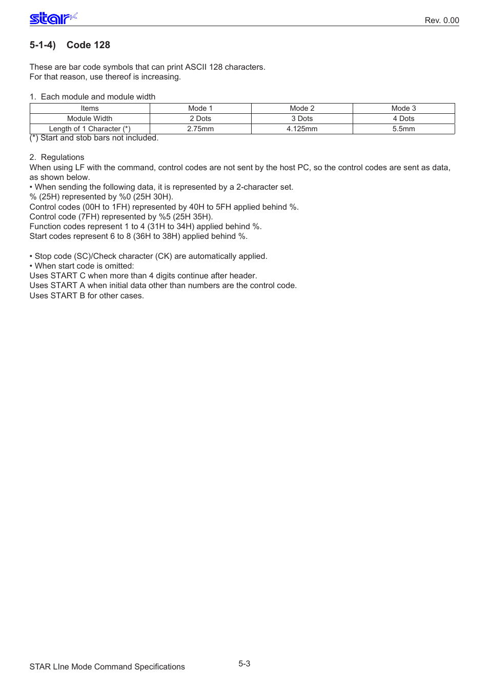 1-4) code 128 | Star Micronics Line Thermal/Dot Printer User Manual | Page 178 / 209