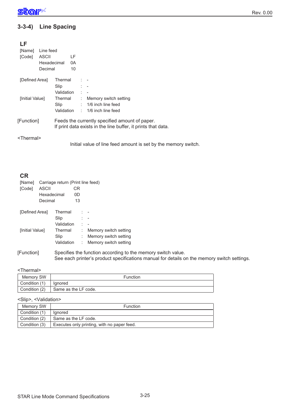 3-4) line spacing, 3-4) line spacing lf | Star Micronics Line Thermal/Dot Printer User Manual | Page 37 / 209
