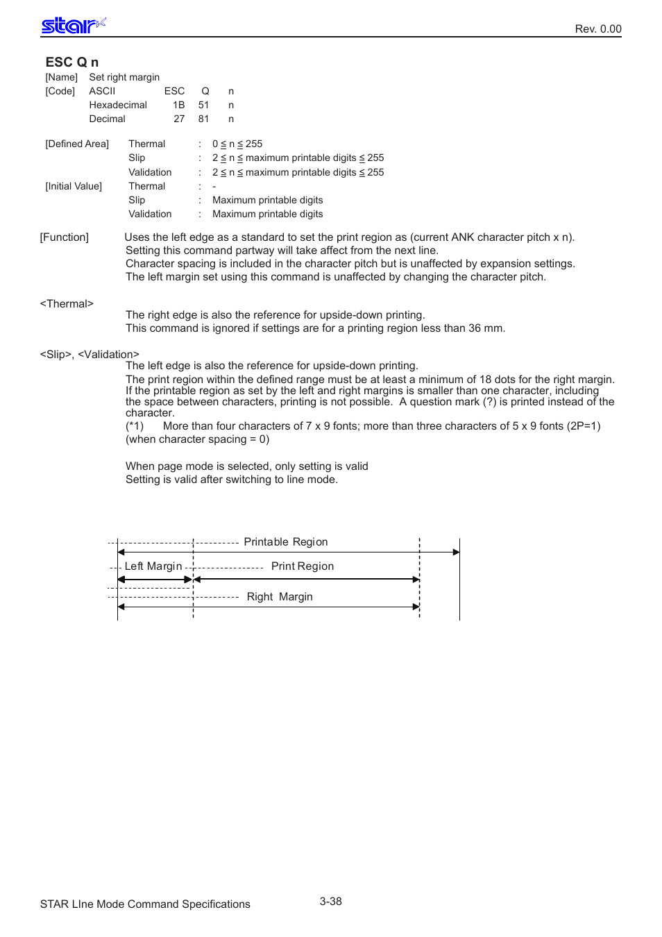 Esc q n | Star Micronics Line Thermal/Dot Printer User Manual | Page 50 / 209