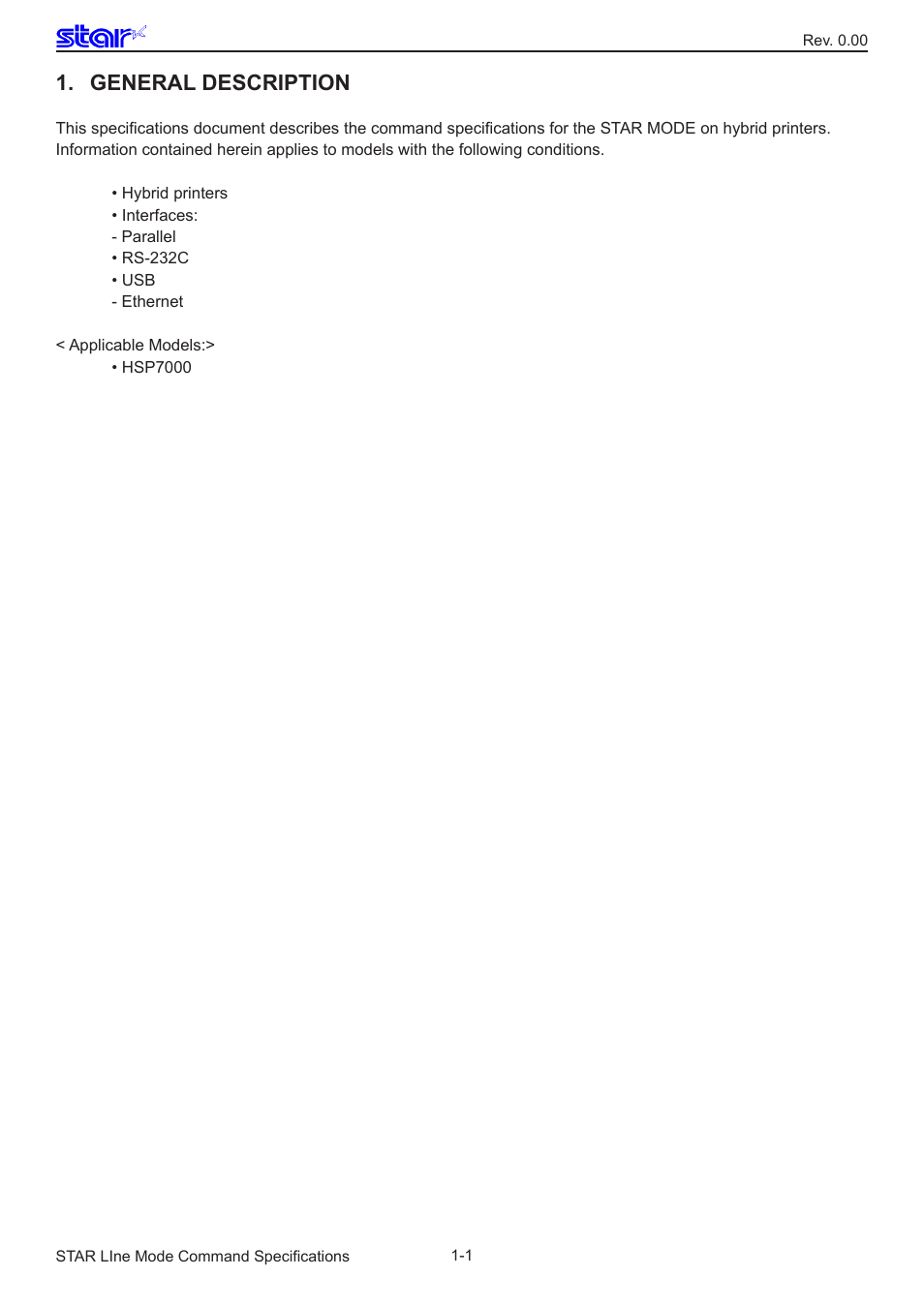 General description | Star Micronics Line Thermal/Dot Printer User Manual | Page 6 / 209