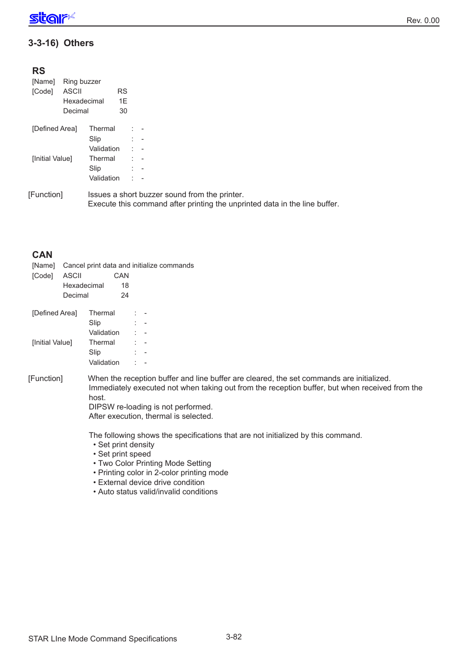 3-16) others, 3-16) others rs | Star Micronics Line Thermal/Dot Printer User Manual | Page 94 / 209