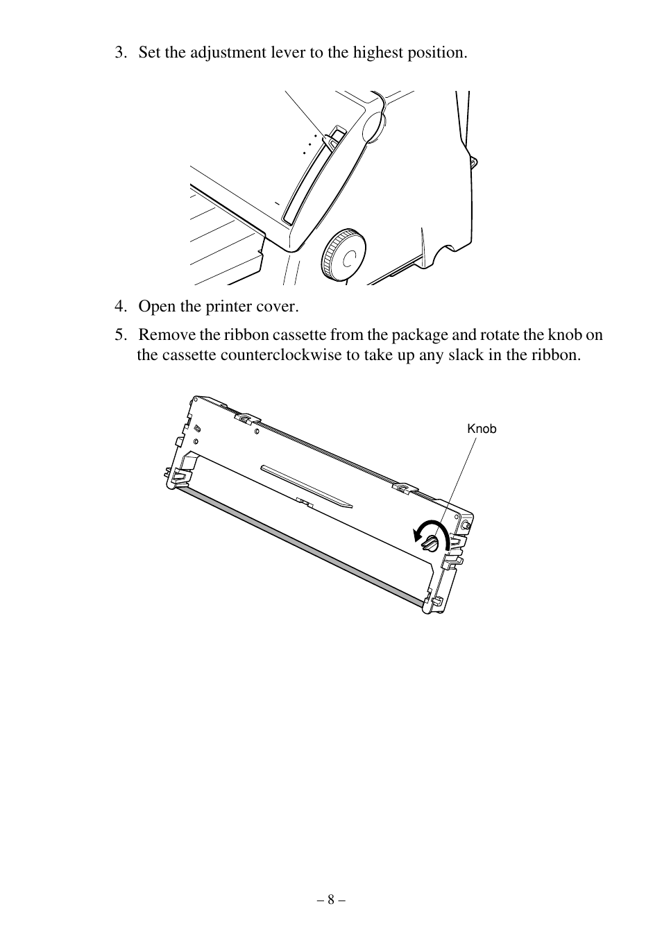 Set the adjustment lever to the highest position, English | Star Micronics ATAR LC-500 User Manual | Page 12 / 72