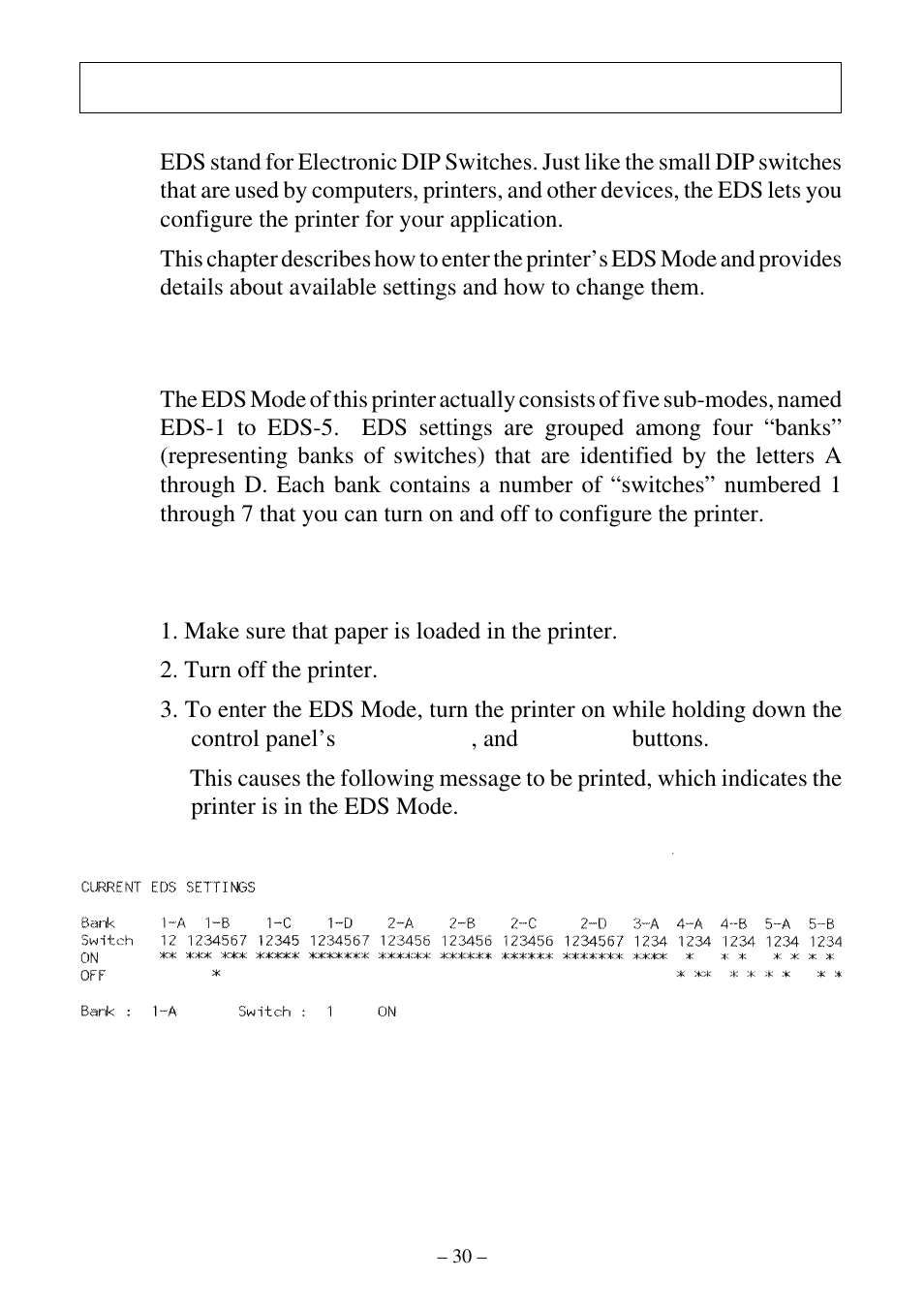 Using the eds mode, About eds mode settings, Entering the eds mode | Star Micronics ATAR LC-500 User Manual | Page 34 / 72