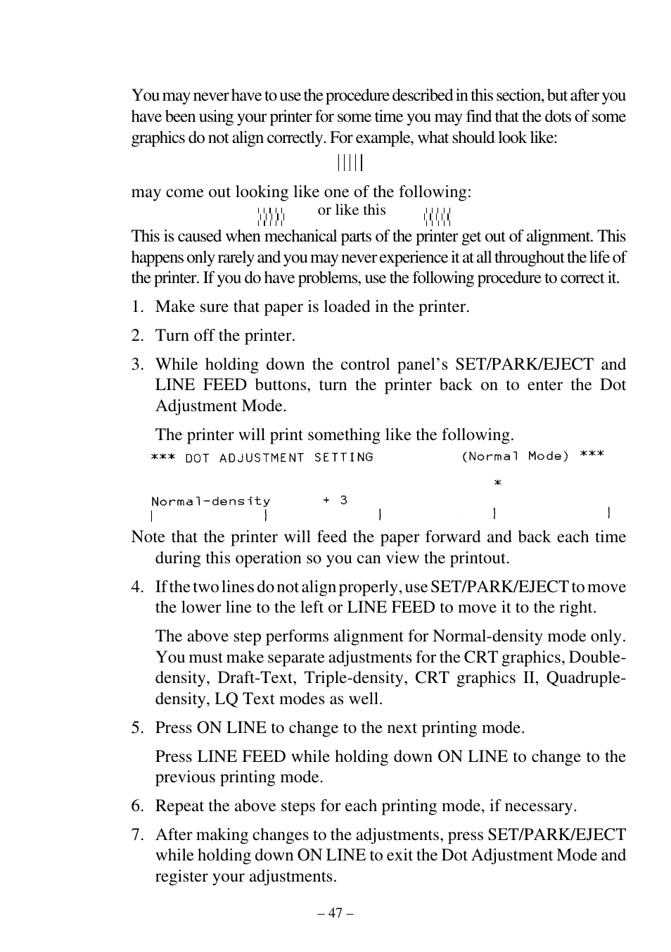 Troubleshooting guide, Adjusting the dot alignment | Star Micronics ATAR LC-500 User Manual | Page 51 / 72