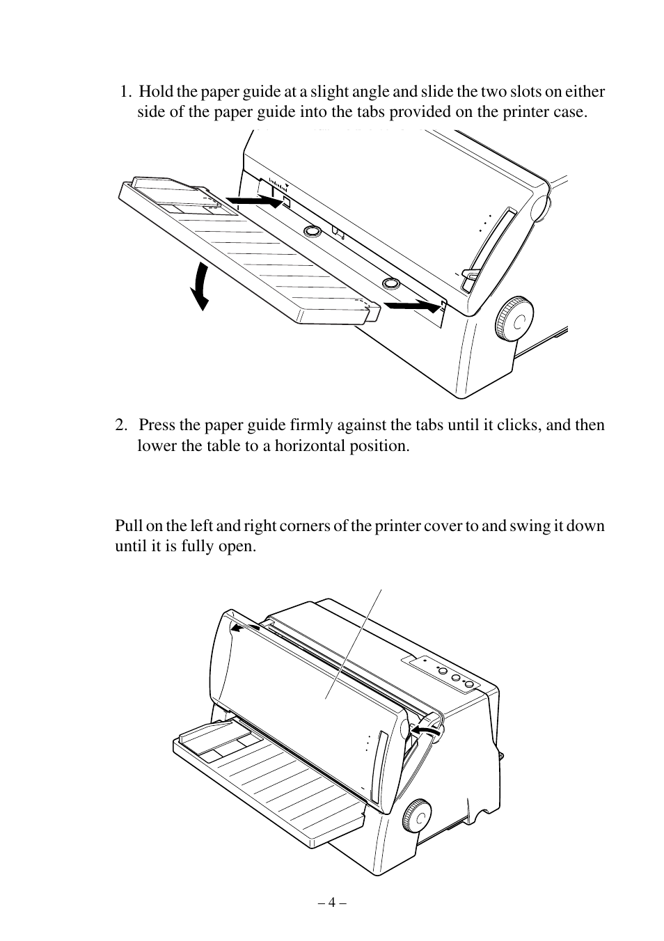 Installing the paper guide, Opening the printer cover, English | Star Micronics ATAR LC-500 User Manual | Page 8 / 72